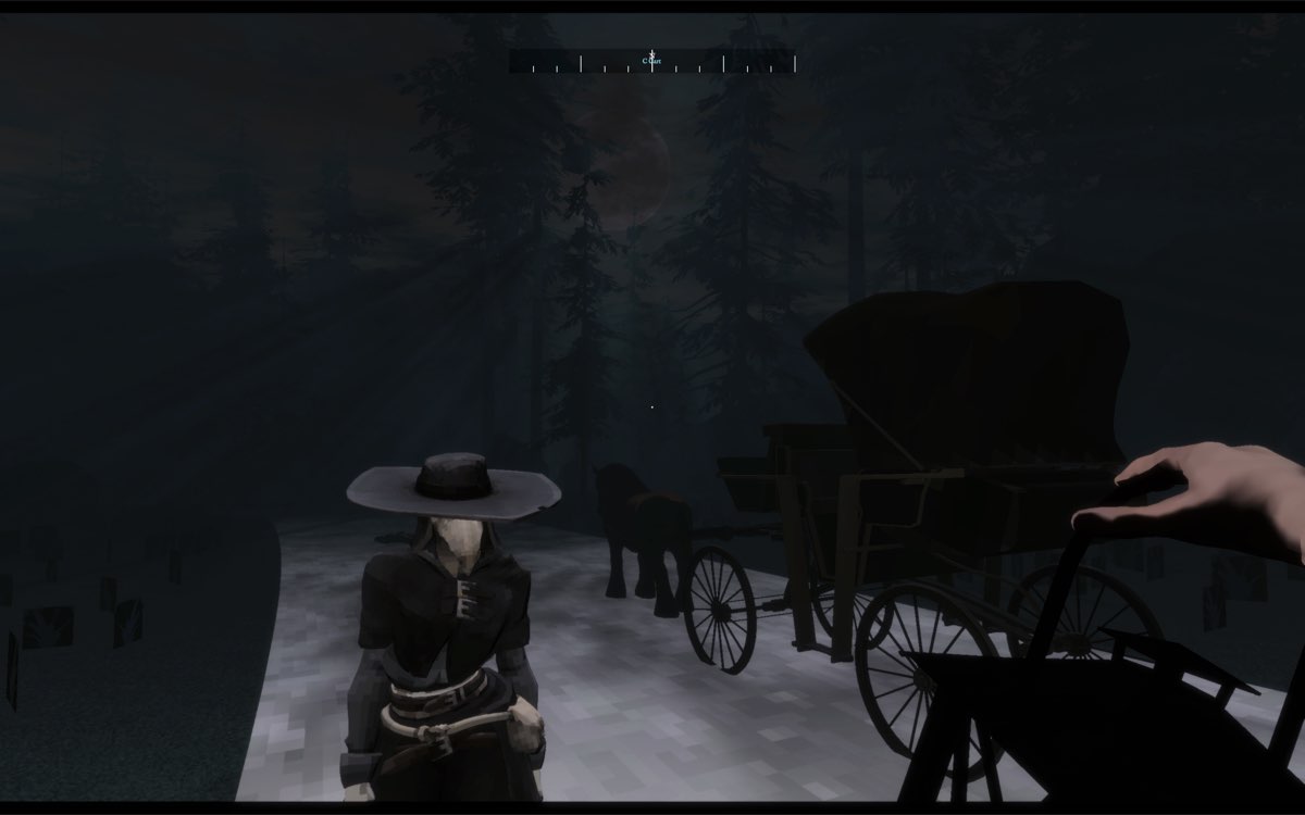 Nera and carriage in lantern light