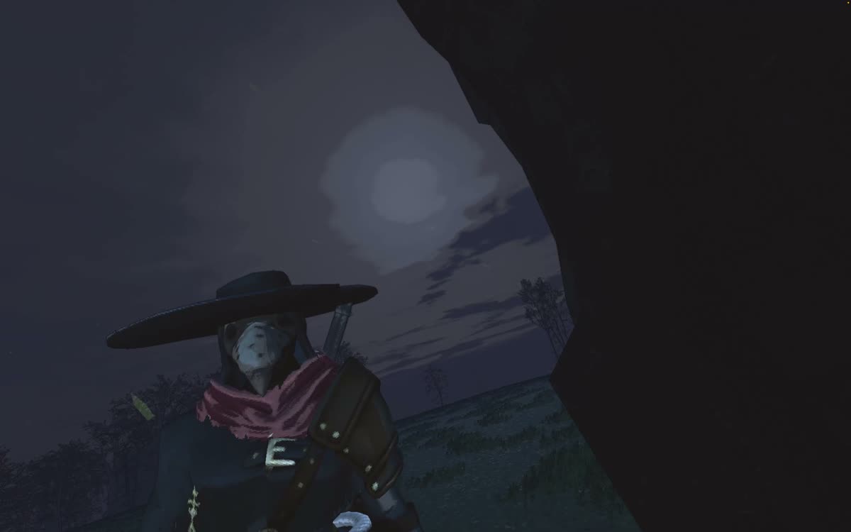 Nera standing beneath a full moon.